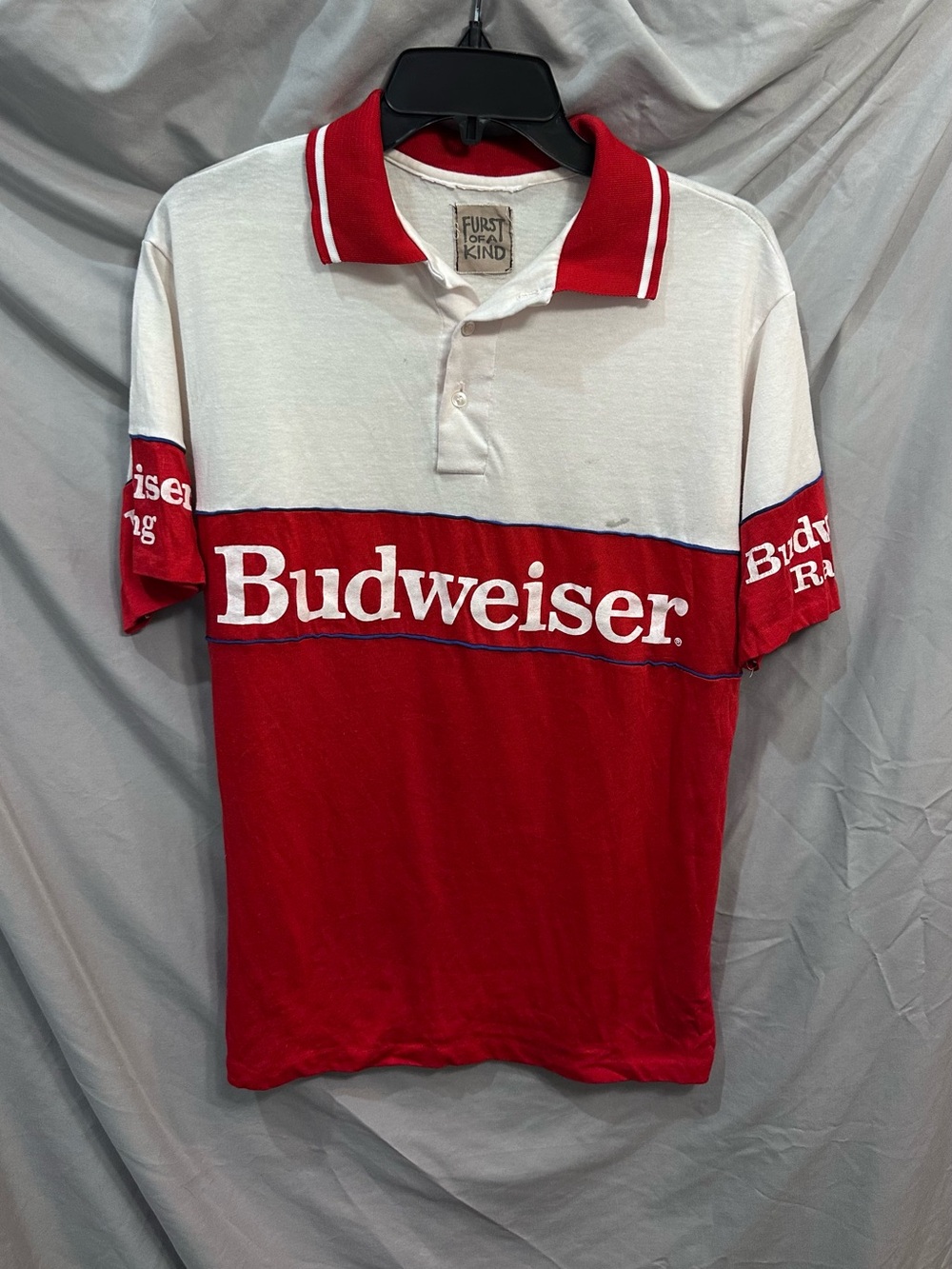 Budweiser Vintage Red and White Men’s Polo Shirt